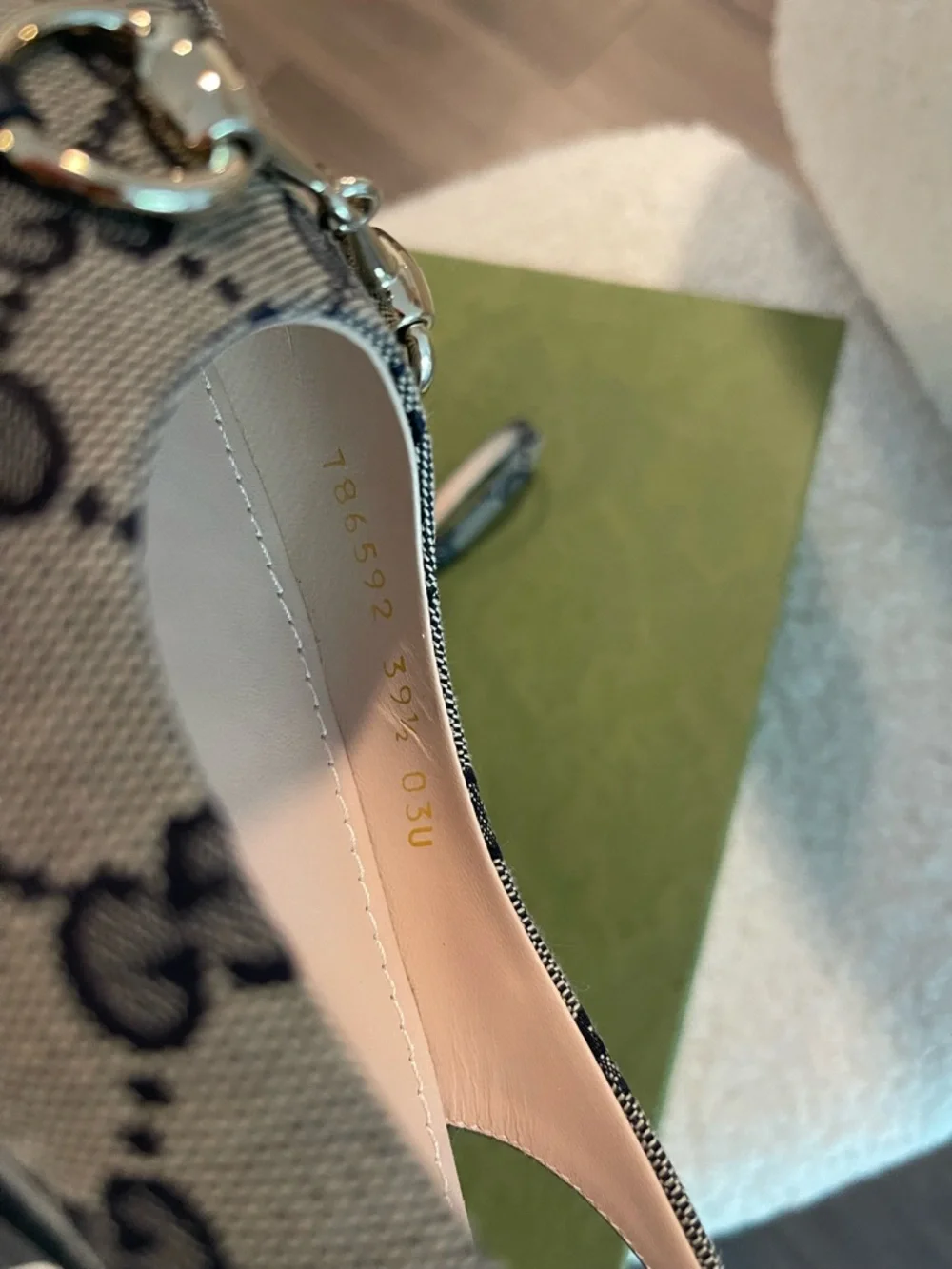 GUCCI pointed toe navy slingback flats 39.5/9 NWT - Picture 5 of 8